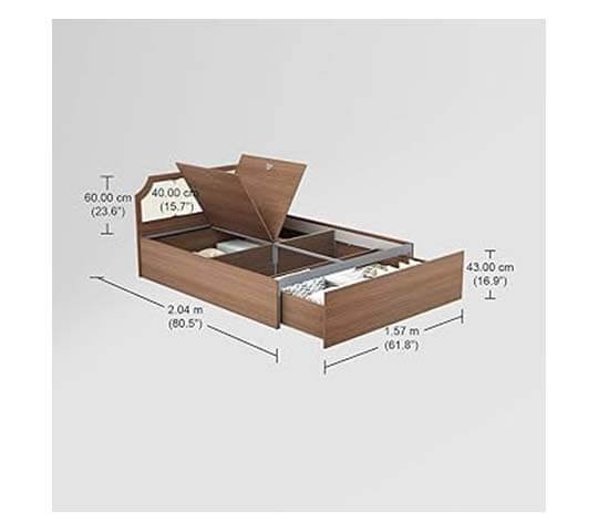 Nchant King Size Bed with Pullout Storage – Modern Wooden Bed in Nepal