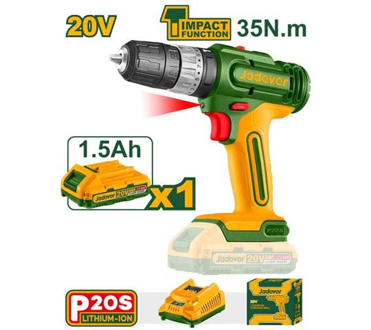 Jadever Compact Brushless Cordless Impact Drill 20V 72Nm Jadever Compact Brushless Cordless Impact Drill 20V 72Nm