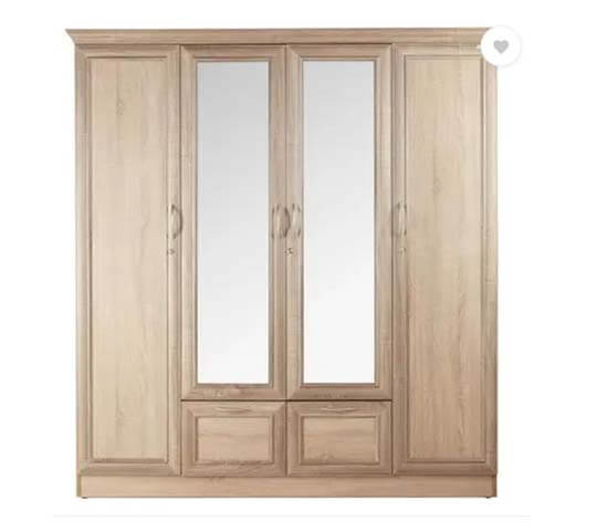 Eudora 4 Door Wardrobe with Mirror & Storage – Modern Wooden Almirah in Nepal