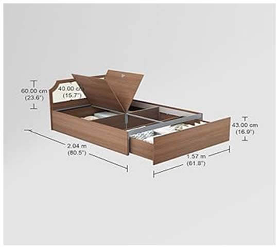 Nchant Queen Size Bed with Pullout Storage in Nepal | Modern Wooden Bed