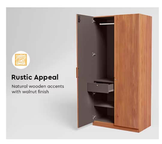 Riga 2-Door Wooden Wardrobe with Storage | Modern Almirah in Nepal Riga 2-Door Wooden Wardrobe with Storage | Modern Almirah in Nepal