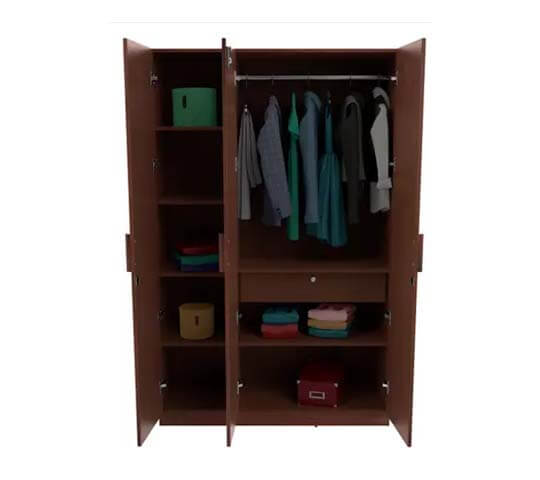 Riga 3 Door Wardrobe in Nepal – Modern Wooden Almirah with Mirror & Storage