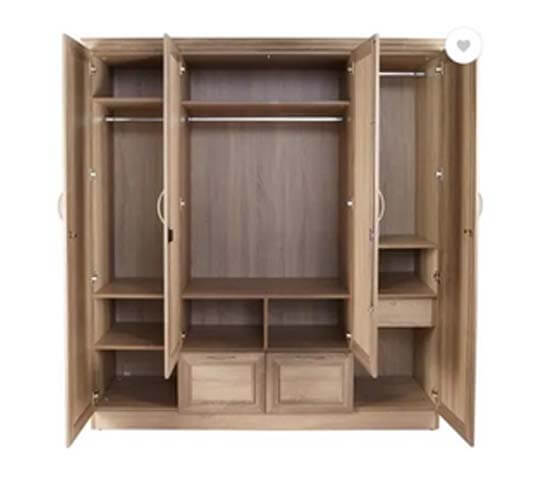 Eudora 4 Door Wardrobe with Mirror & Storage – Modern Wooden Almirah in Nepal